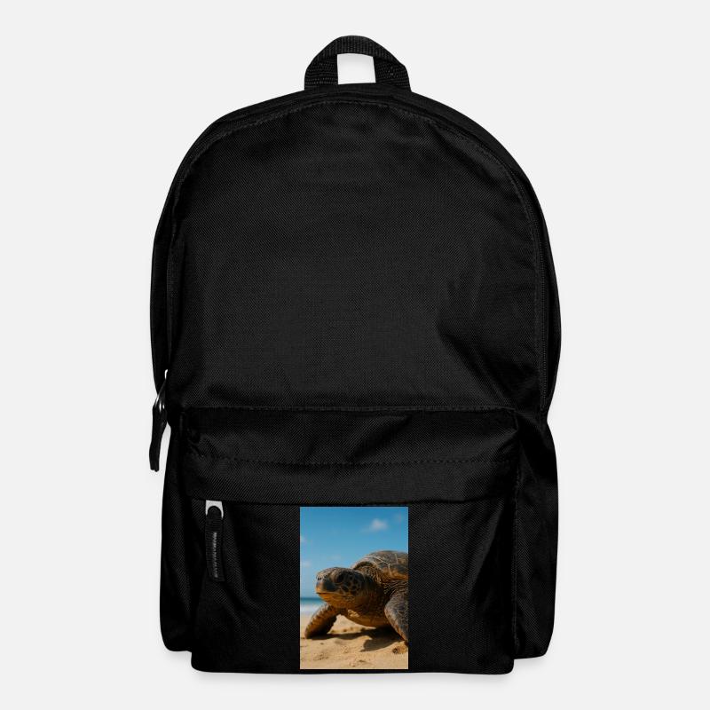 Sunny sea turtle on beach - Backpack - black