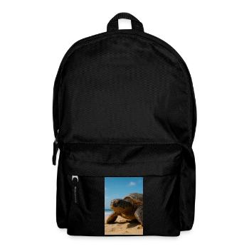Turtle on beach in sunshine - Backpack - black - Front