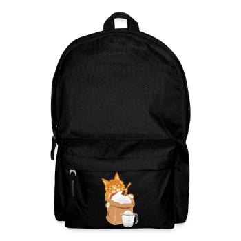Ginger cat is peeking out from behind the bag - Backpack - black - Front