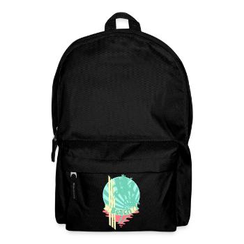 Beach Palm Trees Sea Banner - Backpack - black - Front