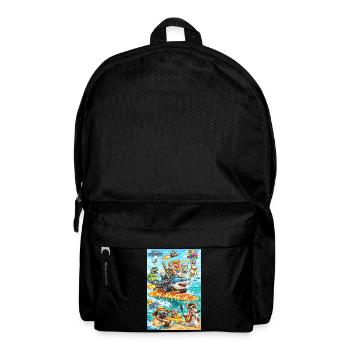 Dino Unicorn Pizza Beach - Backpack - black - Front