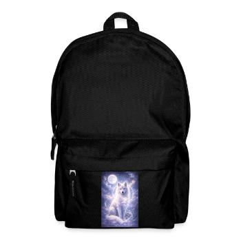 Autocollant Mystique Loup Lune Animal Fantastique Spirituel - Sac à dos - noir - Devant