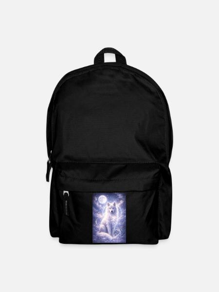 Mystic Wolf Moon Sticker Fantasy Animal Spiritual - Backpack - black