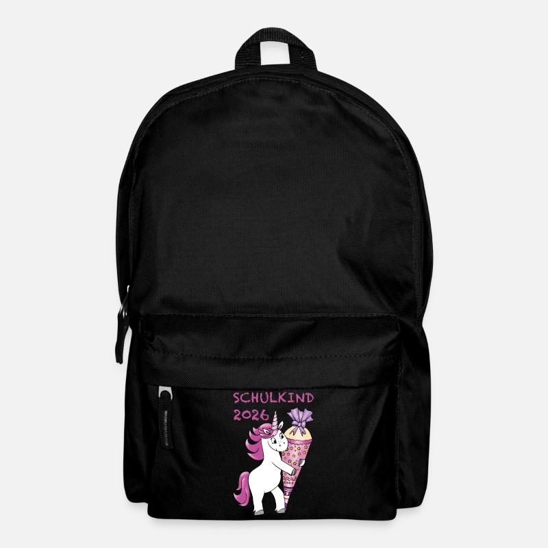 Einhorn mit Zuckertüte Einschulung Schulkind 2026 - Rucksack - Schwarz