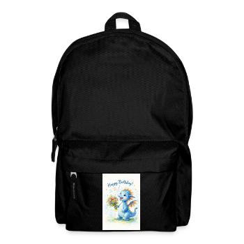 Blauer Drache mit Blumenstrauß - Rucksack - Schwarz - Vorne