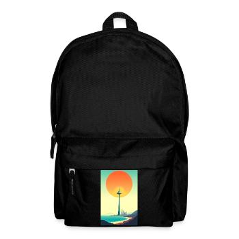 Sonnenuntergangsturm über Küstenstadt - Rucksack - Schwarz - Vorne