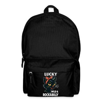 Lucky, Wild & Rockabilly: Black Retro Cat - Backpack - black - Front