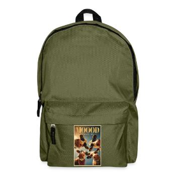 Mood Moo: Glam Cow Poster - Backpack - olive green - Front