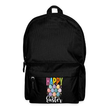 Joyeuse Pâques, douce chasse aux œufs du lapin, œufs de Pâques - Sac à dos - noir - Devant
