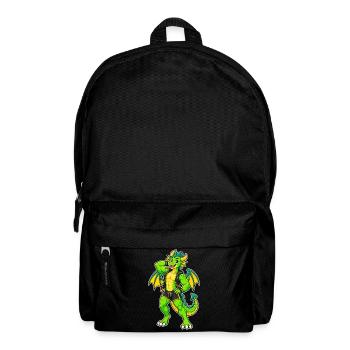 Grüner Drachenheld im Lederlook - Rucksack - Schwarz - Vorne