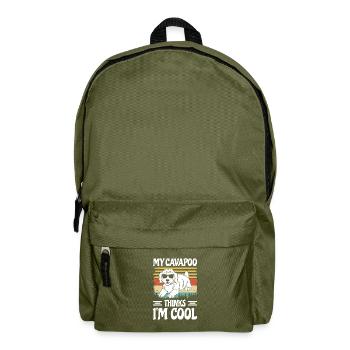 Drôle Cavapoo Chien à fourrure Cavadoodle Drôle de chiot - Sac à dos - vert olive - Devant