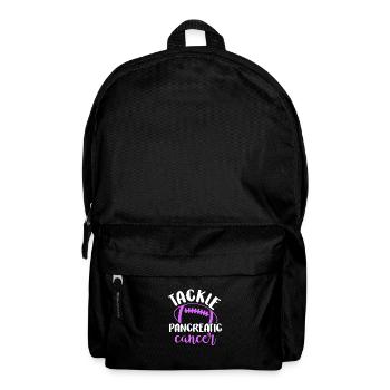 Tackle Pancreatic Cancer Football Funny Purple - Backpack - black - Front
