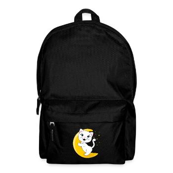 Smiling white cat sitting on the moon - Backpack - black - Front