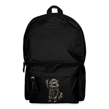 Rock Music Raccoon Funny Humor Gift Idea - Backpack - black - Front