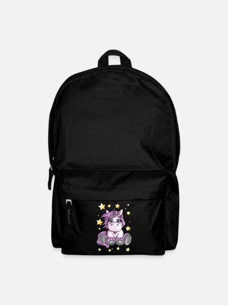 Süßes rosa Einhorn Fohlen Cartoon Sterne Zeichnung - Rucksack - Schwarz