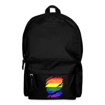 LGBTQ Pride Flag Ripped Reveal - Backpack - black - Front