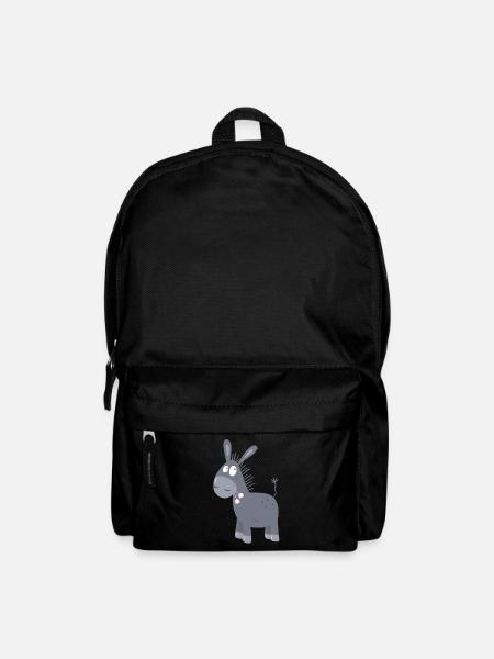 Little Donkey With Flowers I Muli Mule Comic - Backpack - black