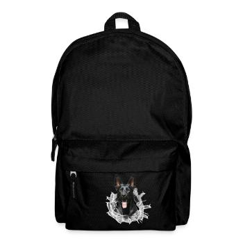 Schwarzer Schäferhund im Glas Loch - Rucksack - Schwarz - Vorne