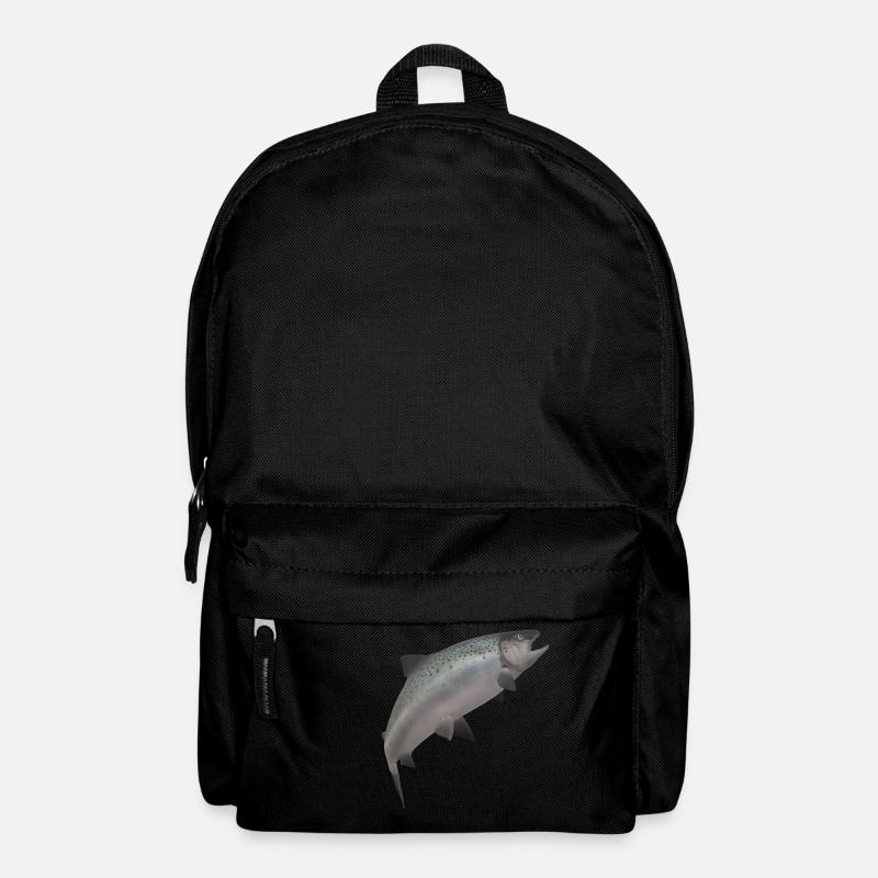 3D Lachs - Rucksack - Schwarz