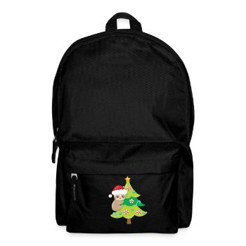 Christmas Sloth Santa Hat Sloth Climbing on a - Backpack - black - Front