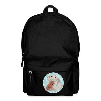 Rat mignon avec ours en peluche - Sac à dos - noir - Devant