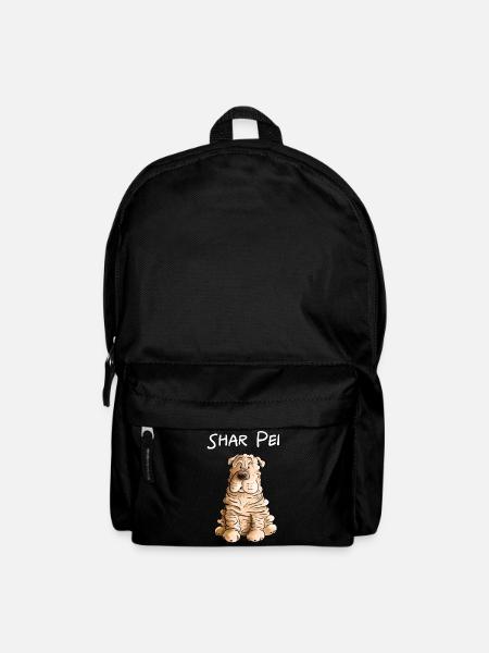 Happy Shar Pei I Folding Dog I Dog - Backpack - black