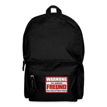 Warnung vor meinem Freund Lustiger Spruch - Rucksack - Schwarz - Vorne