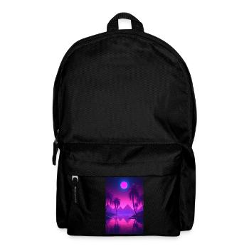 Eine traumhafte nächtliche Synthwave-Oase - Rucksack - Schwarz - Vorne