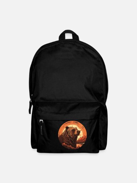 Retro Braunbär in Kanada Berge Sonnenuntergang - Rucksack - Schwarz