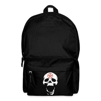 Weißer Totenkopf und rotes Pentagramm - Rucksack - Schwarz - Vorne