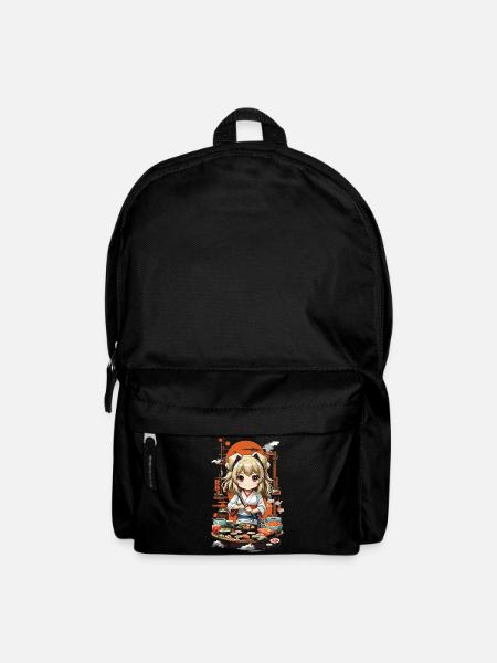 Kawaii Anime Sushi Girl Streetwear Food Design - Sac à dos - noir
