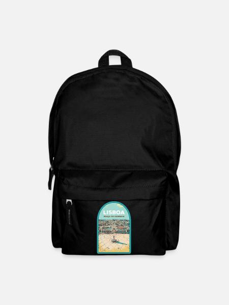 Illustration Place du Commerce, Lisbonne - Sac à dos - noir