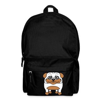 Dog Pug Small Cute Dick Love Happy Comic Fun - Backpack - black - Front
