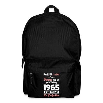 Anniversaire 60 ans - Née en Novembre 1965 - Sac à dos - noir - Devant