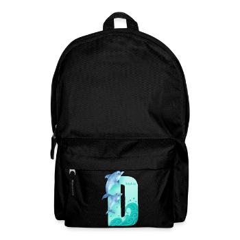 Whimsical Alphabet. Letter D. Blue Dolphin design. - Backpack - black - Front