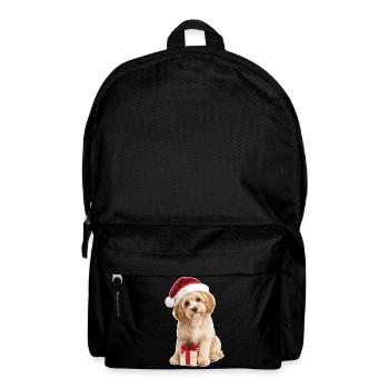 Petit chien de Noël mignon avec cadeau - Sac à dos - noir - Devant