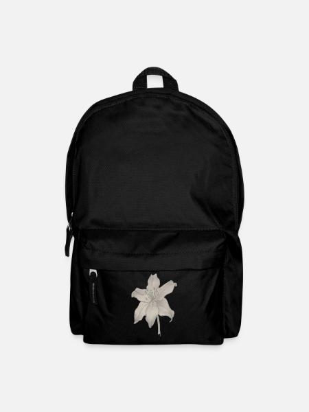 Elegant Lily Drawing - Pencil Sketch - Backpack - black