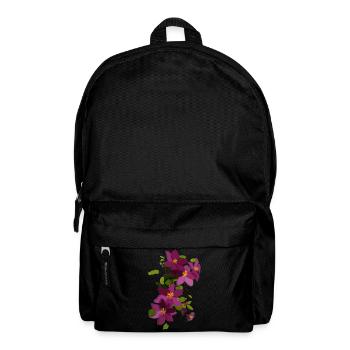 Purple Clematis – Floral Illustration - Backpack - black - Front
