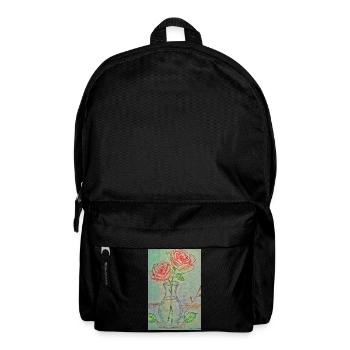 Zwei rote Rosen in einer Vase - Rucksack - Schwarz - Vorne