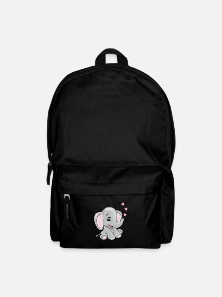 Cartoon smiling elephant with hearts - Backpack - black