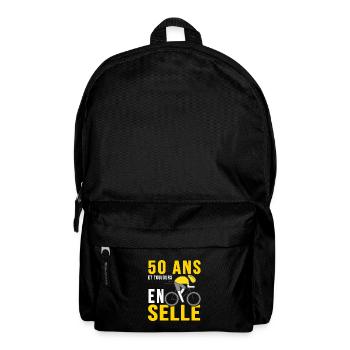 50 ans en selle humour anniversaire vélo cycliste - Sac à dos - noir - Devant