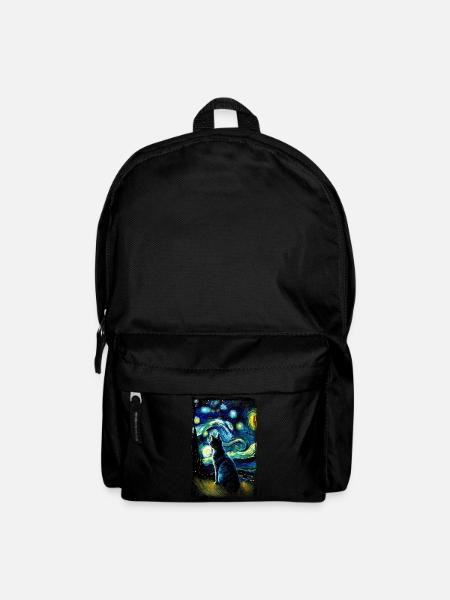 Starry night Katze van gogh's cat Parody lustig - Rucksack - Schwarz