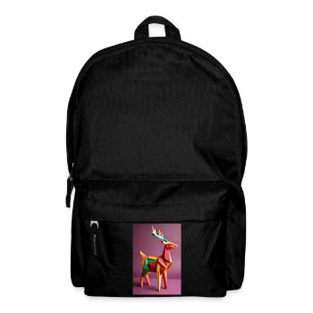 Geweih-Majestät: Origami-Hirsch - Rucksack - Schwarz - Vorne