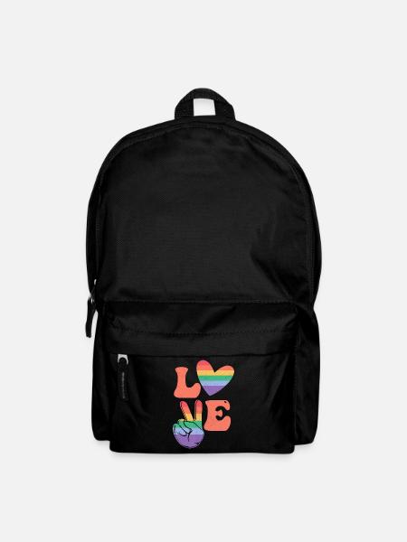 Gay Lesbian Rainbow T-Shirt Gift Idea - Backpack - black