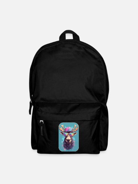 Moose with cap and sunglasses, King of the Forest - Backpack - black