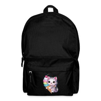 Cute cartoon cat loves waffle cream - Backpack - black - Front