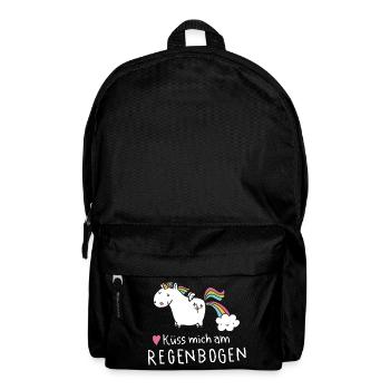 Einhorn Tank Top Damen - Küss mich am Regenbogen - Rucksack - Schwarz - Vorne