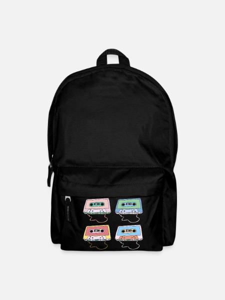 Music Cassette Compact Cassette Magnetic Tape Retro - Backpack - black