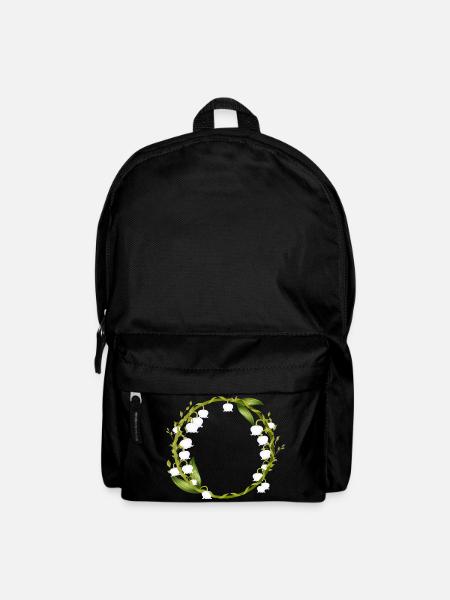 zarter frühlingshafter Kranz aus Maiglöckchen - Rucksack - Schwarz