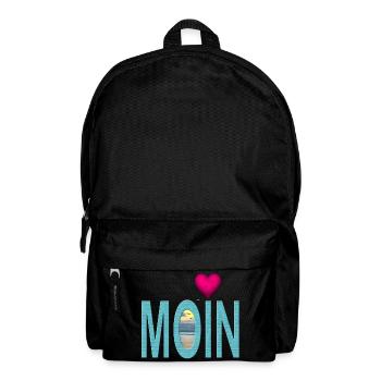 Moin Meer Holztextur mit Herz - Rucksack - Schwarz - Vorne